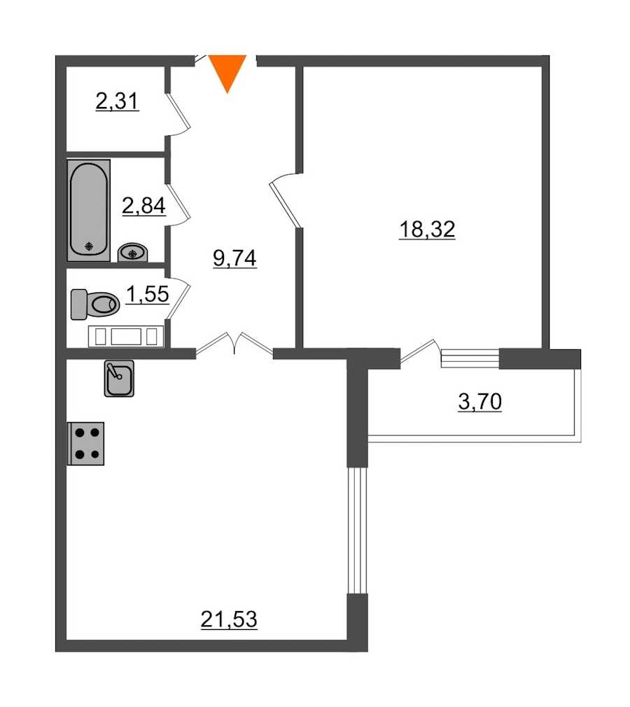 Однокомнатная квартира в : площадь 57.4 м2 , этаж: 13 – купить в Санкт-Петербурге